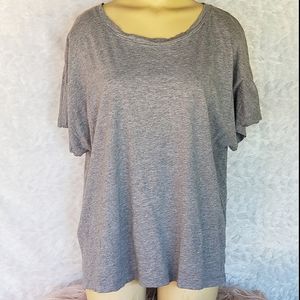 Gray Athletic Tee with Open Back Slit